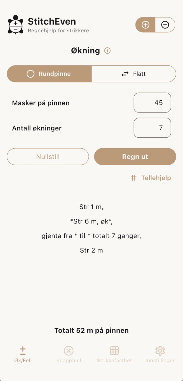 Skjermbilde fra StitchEven
