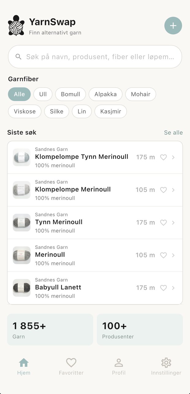 Skjermbilde fra YarnSwap
